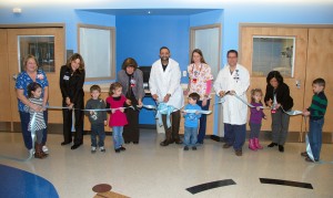 Doctors, nurses and children cut the ribbon opening Community Hospital North’s new Pediatric Intensive Care Unit last Tuesday. (Photo submitted)
