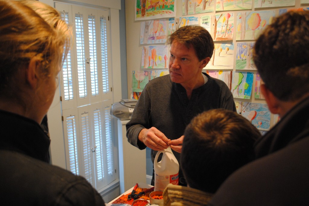 Towne Meadow art teacher Philip Lamie was on hand to explain the mosaic making process to parents and guests.