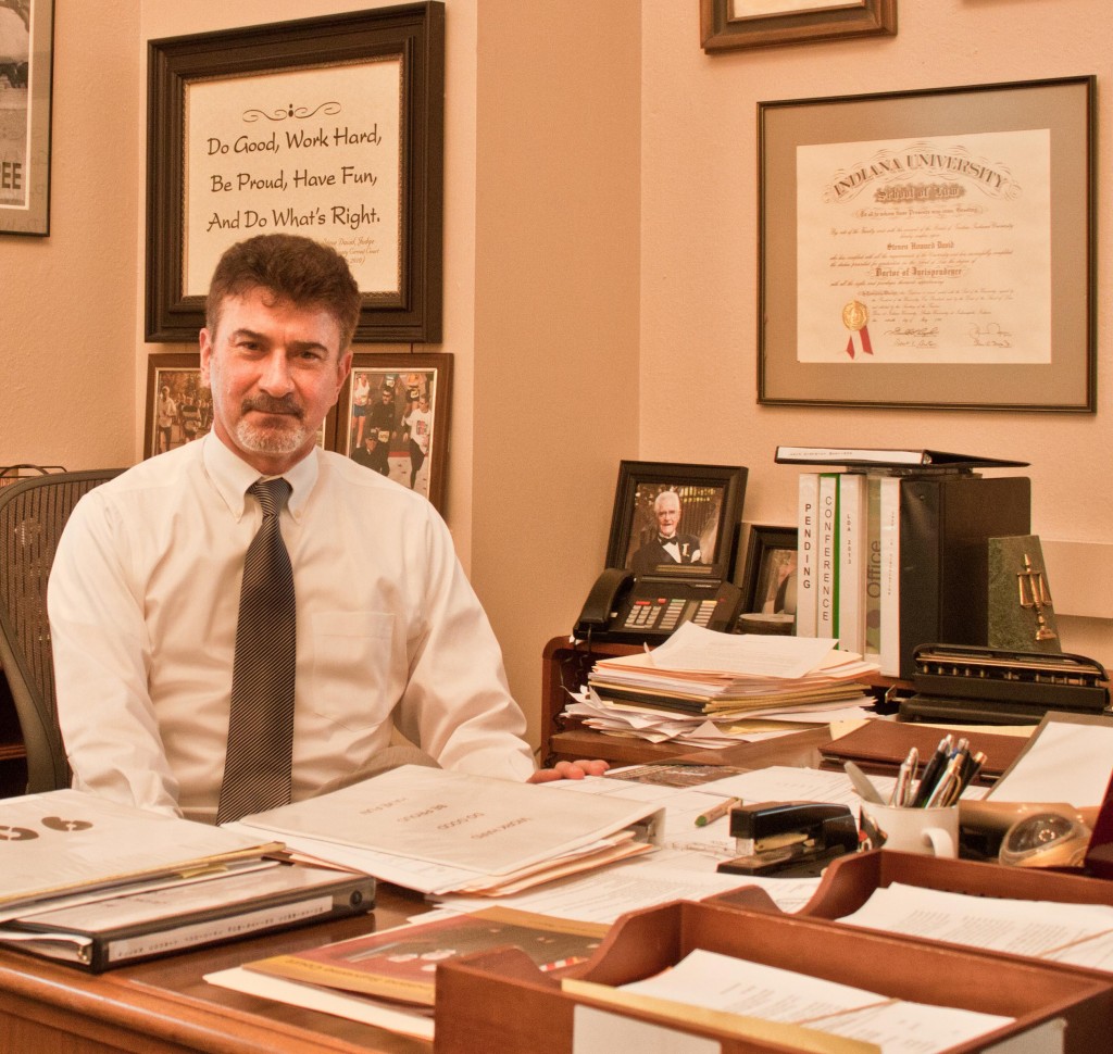 Justice Steven David in his office at the State House