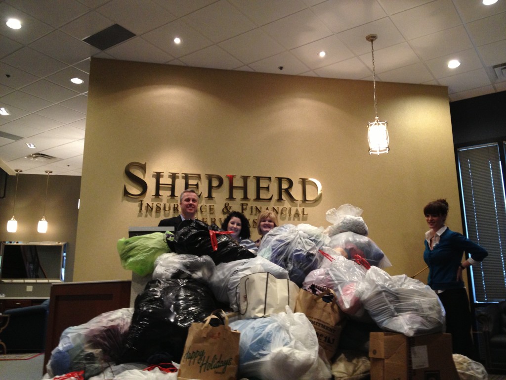 Shepherd Insurance gathered multiple truckloads of clothing that had to be picked up during the course of two days last week.