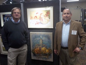 Co-vice presidents of the Hamilton County Art Center and Birdie Gallery Leroy O’Dell, left, and Mike Janosky. (Photo by Mark Johnson)