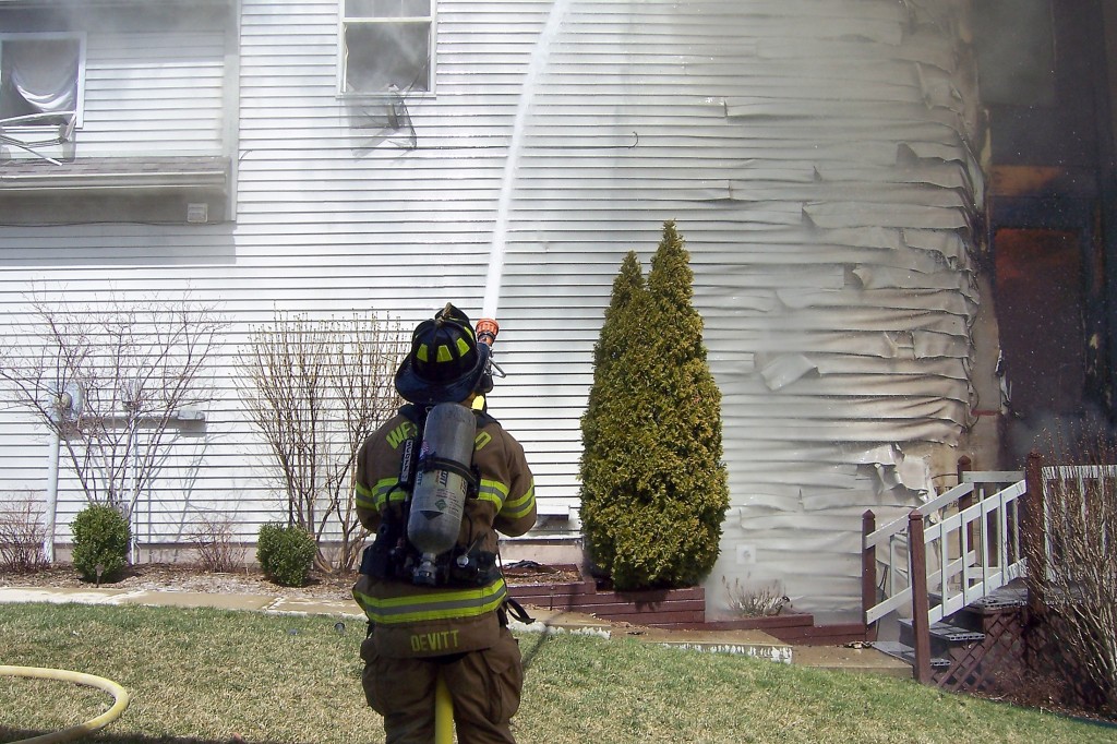 Westfield firefighters extinguish the blaze at 176 Tansey Crossing. (Photos provided by the Westfield Fire Dept.)