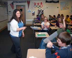 Kelly Day calls on one of her students.