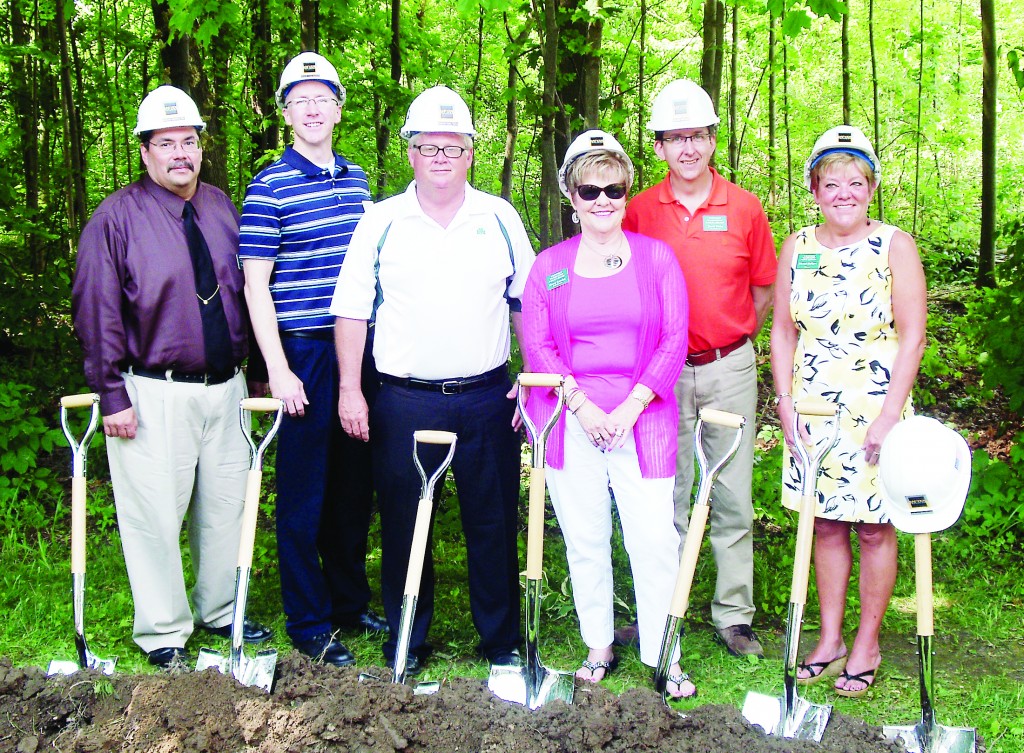 From left: Westfield Washington Public Library Board members Brian Morales, Mike Thomas, Birch Dalton, Nancy Knochel, David Weiss and Library Director Sheryl Sollars break ground on the 7,000-square-foot expansion and renovation project. (Photo provided)