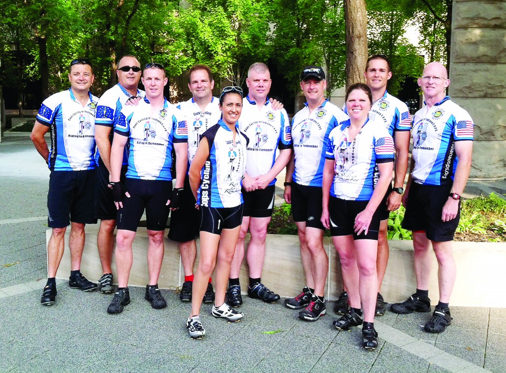From left: Members of the Hamilton County Sheriff’s Office team Joe Faucett, Tom Gehlhausen, Scott Goff, Kurt Delong, Danielle Roque, Scott Jones, Sheriff Mark Bowen, Sandra Feazel, Jagen Arnold and Bryant Orem participate in the Cops Cycling for Survivors bike ride. (Submitted photo)