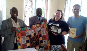 Westfield Friends Scott Drlik, from right, and Katy Palmer visit Lugulu Friends Church in Kenya in celebration of the Lugulu Centennial.