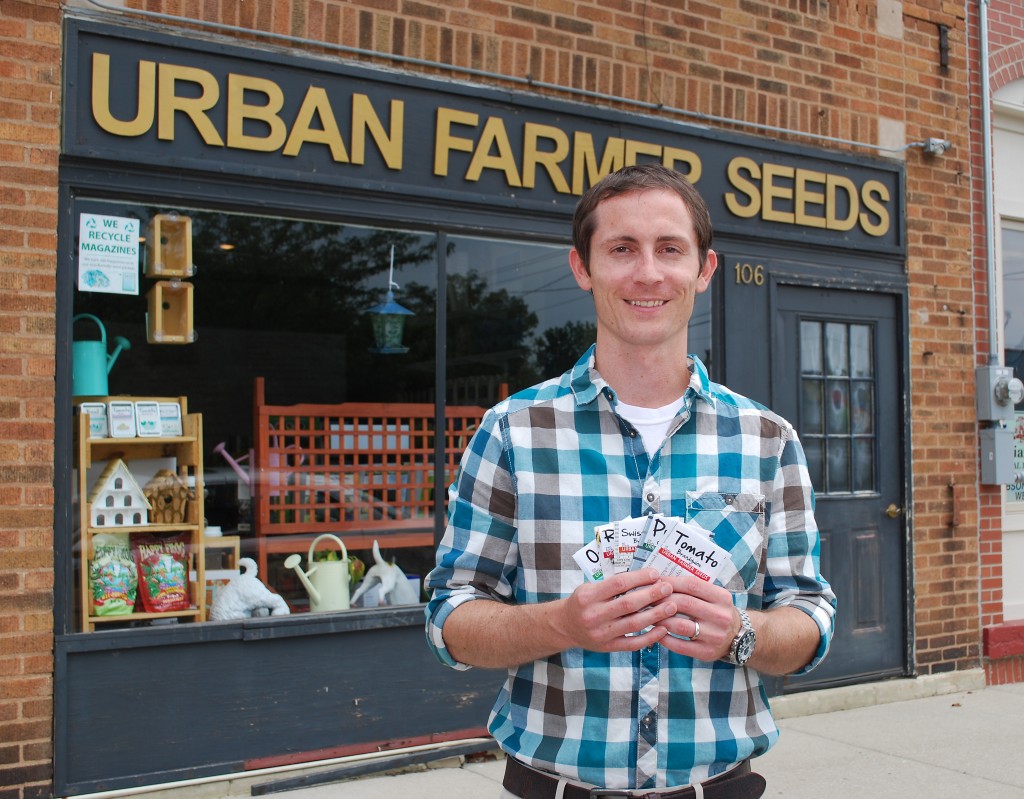 Noah Herron used recycled magazines to start his gardening business, Urban Farmer Seeds. (Photos by Robert Herrington)