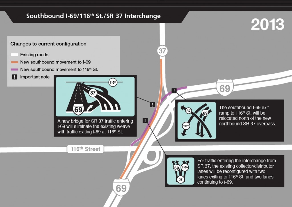 The project at Exit 205 is an $18-million endeavor. Motorists traveling southbound on I-69 cannot exit onto Exit 205. (Graphic courtesy of INDOT)