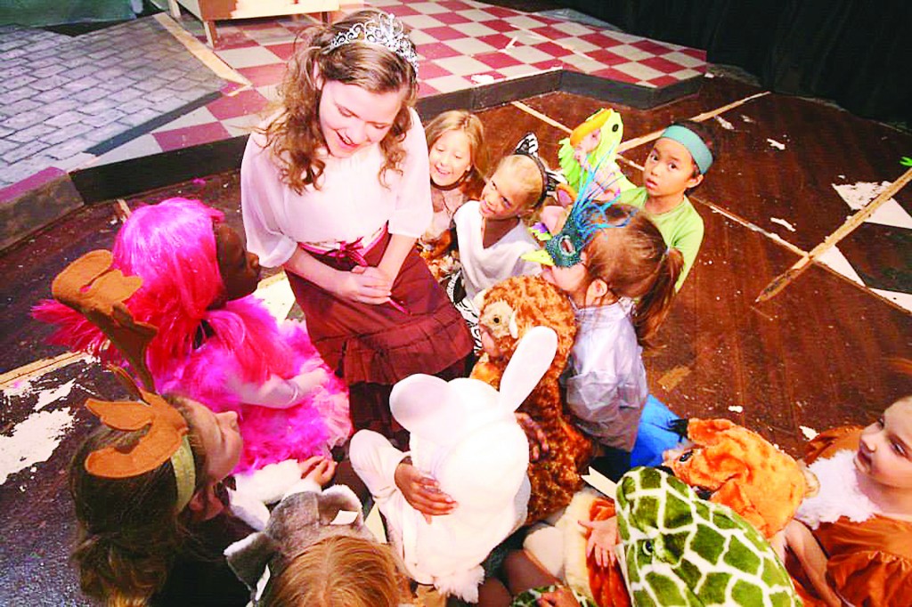 MaryClare Burch (Princess Aurora) sings to the forest animals during a rehearsal of Disney’s “Sleeping Beauty” for Kids at The Belfry Theatre. (Photo provided)