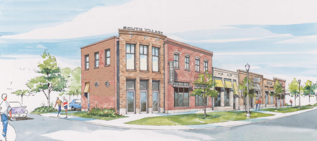 A rendering of the South Village on Zionsville Road looking north from 106th Street. (Submitted rendering)