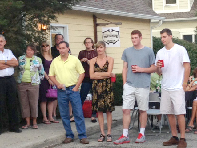 Family members of Connie Haimbaugh at the dedication on Sept. 6. From left, John Demaree (son in-law), Elizabeth Haimbaugh Demaree (daughter), Ben Harper (family friend), Andrew Demaree (grandson). (Submitted photo)
