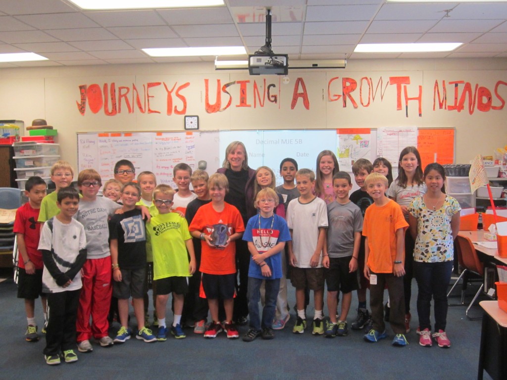 Meg Strnat’s fourth-grade class at Cumberland Road Elementary recently honored Strnat with a convocation celebrating their teacher’s placement in HSE school district’s top 10 teacher of the year. (Submitted photo)