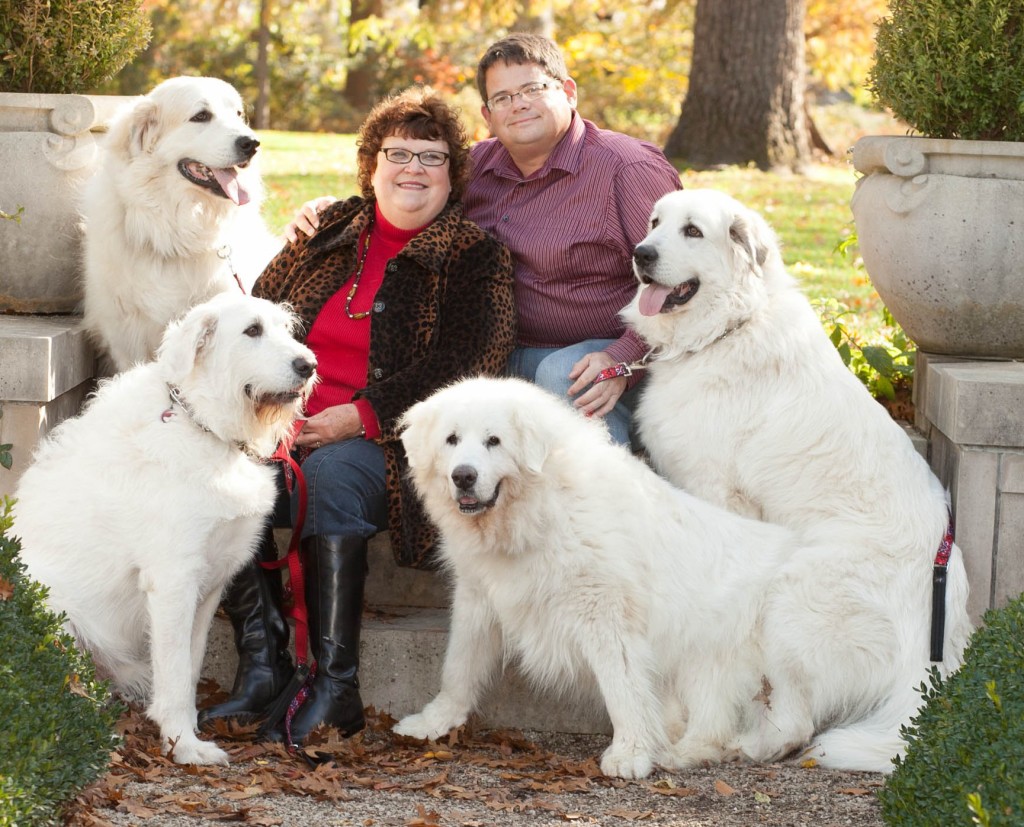 Rose Pet Memorial Center owners, Jane and John Rose, have been lifelong animal lovers. Here they are pictured with their dogs, from left to right, Clark, Juneau, Tucker and Sophie, who passed away in March. 
