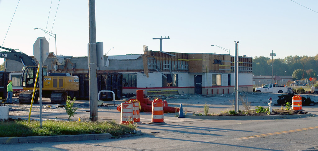 Demolition and site work begins at the U.S. 31-Ind. 32 intersection at the former Shell gas station and McDonald’s. (Photo by Robert Herrington)