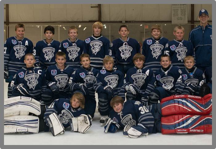 The Junior Ice are, top row from left, CJ Smith, Jack Burnell, Nick Bear, Ryan Morris, Kam Etchison, Will Pippen, Gavin Fritch and  Head Coach Eric Olimb; middle row from left, Jack Hillman, Nick George, Teddy George, Kyle Kleva, Sam Bedich, Matt Lapel and Griffen Fisher; and bottom row from left, Nathan Tripp and Nathan Chinni. (Submitted photo)