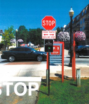 This illustration shows what new signage might look like at Monon Trail crosswalks this summer. (submitted photo illustration) 