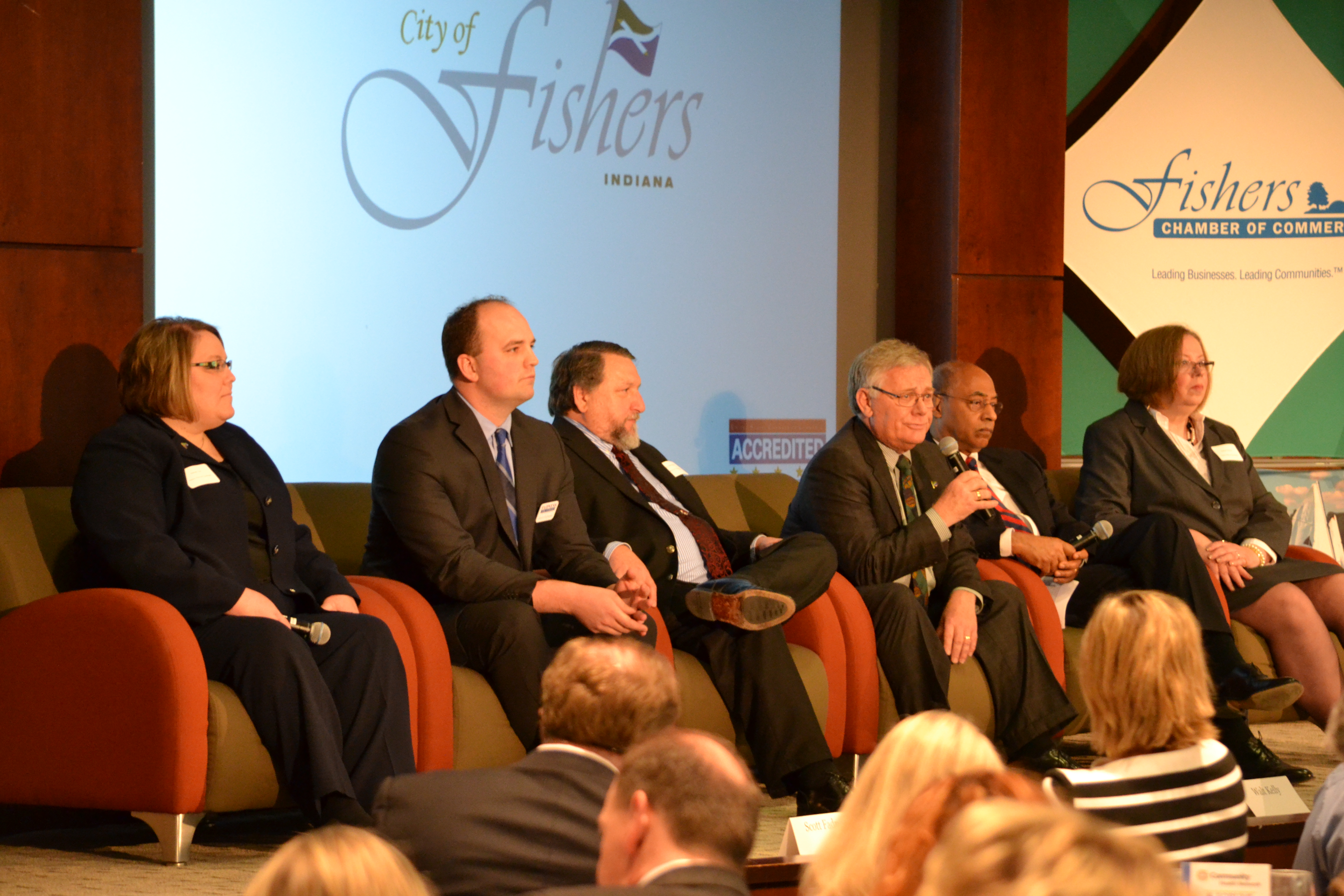 Fishers mayoral candidates appear at Chamber of Commerce forum (photo by John Cinnamon)