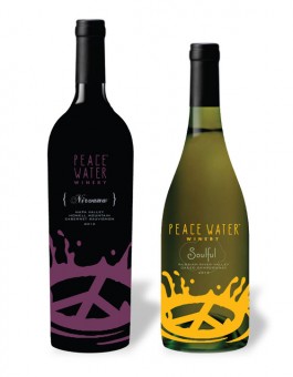 An artist’s rendering of Peace Water Winery’s wine bottles.