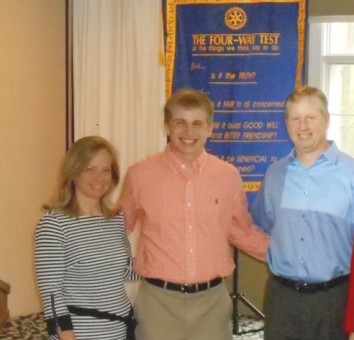 Matthew Klineman, center, received the William D. McFadden Student Service Award from the Rotary Club of Carmel. (Submitted photo)
