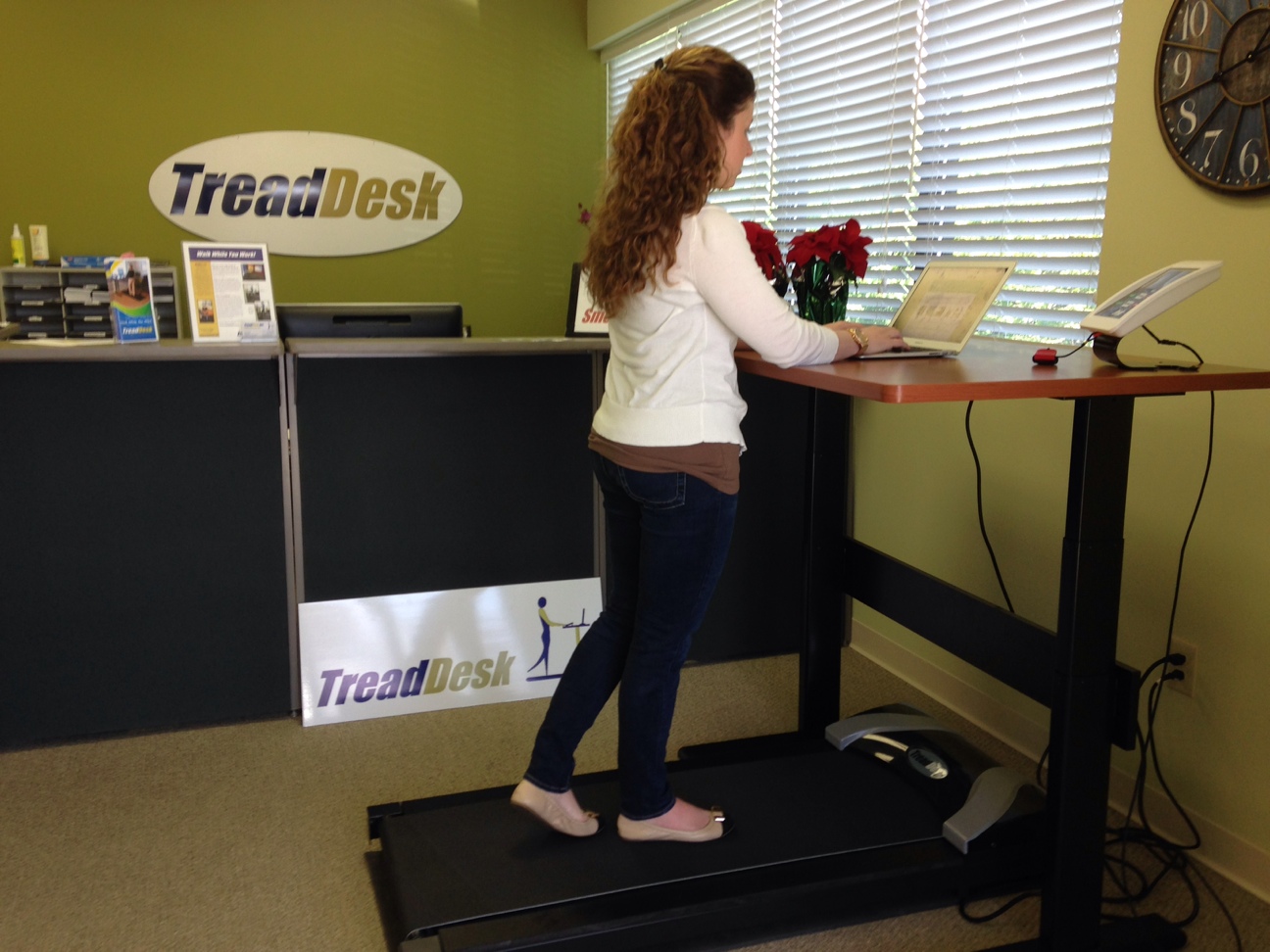 Jamie Ruff, marketing manager for TreadDesk demonstrates its use. (Submitted photo)