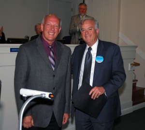 Tim Krupski, left, and Mayor Andy Cook. Krupski has been on the Westfield Youth Assistance Program board of directors since it began in 2009. (Photo by Robert Herrington)