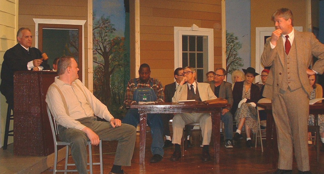 The actors of the Belfry Theatre recreate a courtroom scene from “To Kill a Mockingbird.” (Submit- ted photo)
