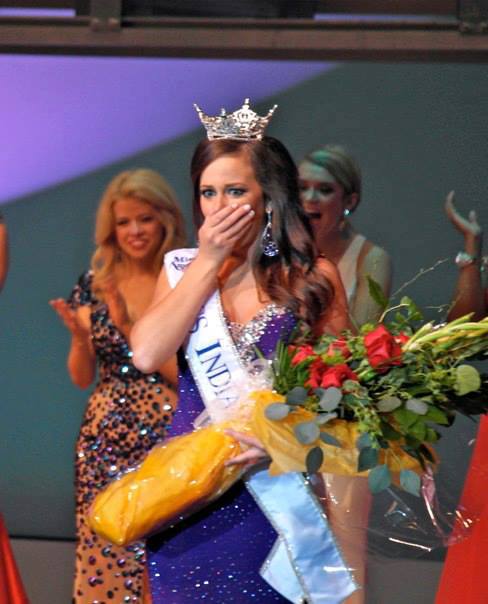 Terrin Thomas stands in shock as she receives her crown for Miss Indiana 2013. Thomas is ending her reign this June. This year’s pageant will take place at 6 p.m, June 21 in the Zionsville Performing Arts Center. Submitted photo.