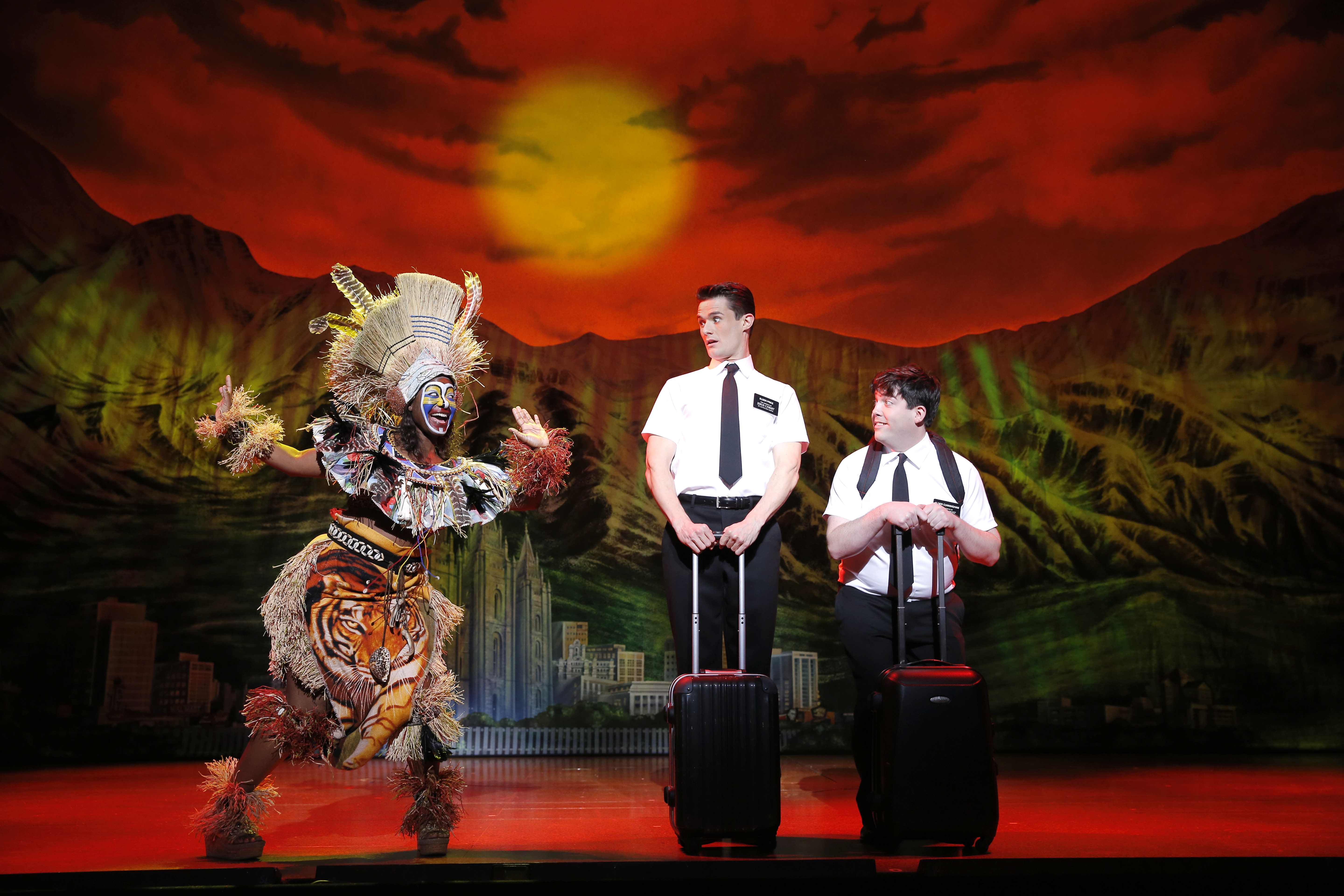 Phyre Hawkins, Mark Evans and Christopher John O’Neill star in “The Book of Mormon.” (Submitted photo by Joan Marcus)