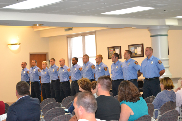 Fishers newest firefighters are introduced during the July 7 Town Council meeting