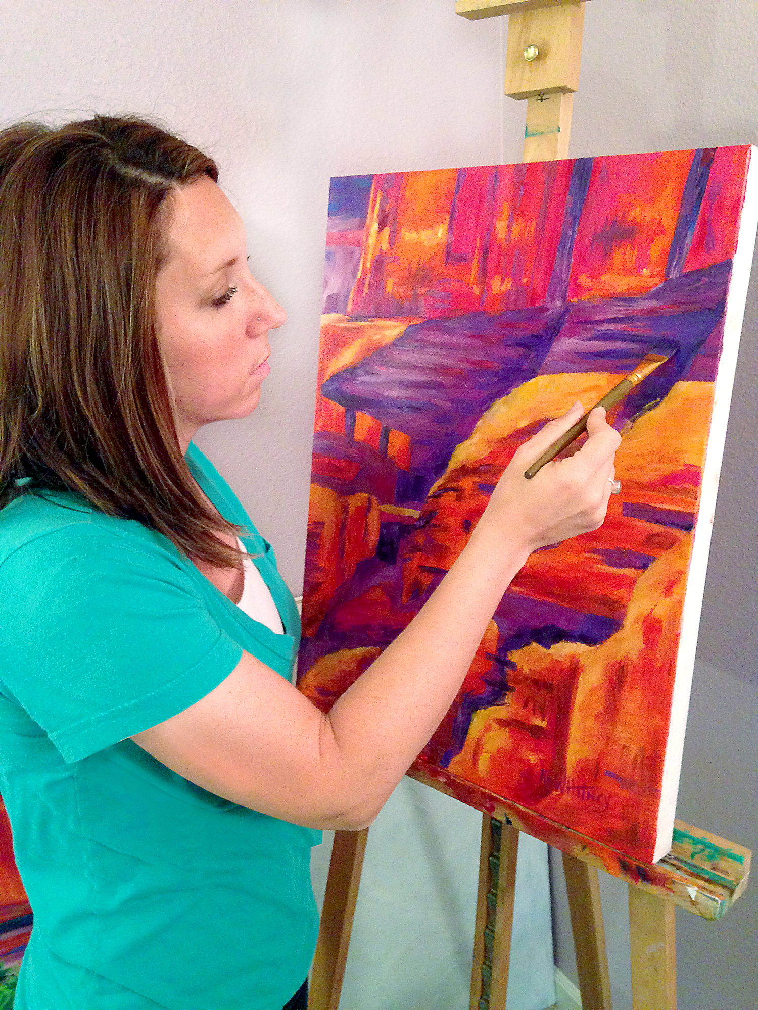 Westfield artist Kristin Whitney painted her “Chromatic Canyon” based on photos she took of her visits to the Grand Canyon. (Submitted photo)