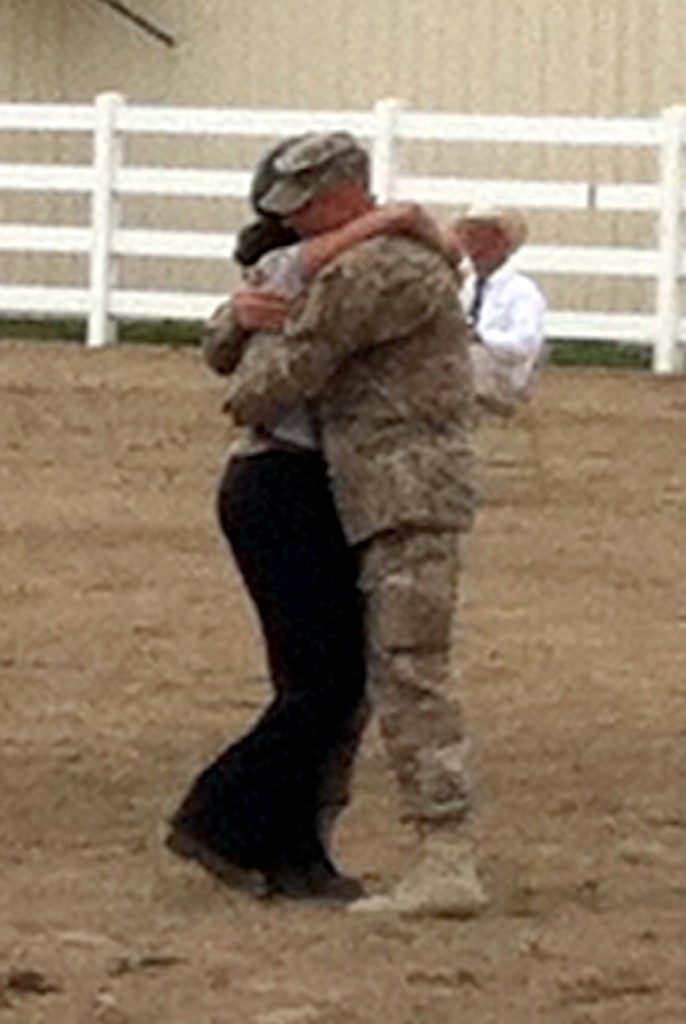 Noblesville’s Peighton Zebrowski was participating in the 4-H Horse and Pony Western Show when her father, Pete, a chief warrant officer two in the U.S. Army, surprised her with a big hug in the horse arena.