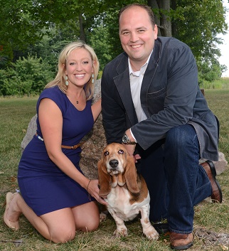 Scott Fadness, Mayor-elect of Fishers, and his wife, Aunna, with their dog, Daisy, will lead this year’s Parade of Paws. 