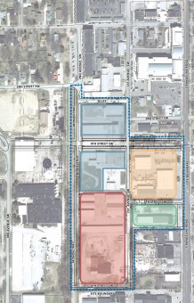This view shows where the Midtown project will settle. Businesses that rent spaces along South Range Line Road will need to move in order to accommodate new buildings. (Submitted images)