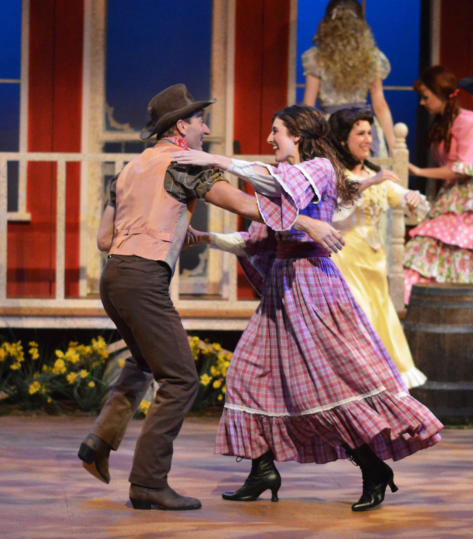 Anna Mae (played by Fishers resident Devan Mathias) dances during the box social in Beef & Boards Dinner Theatre’s current production of Oklahoma! (Submitted photo)