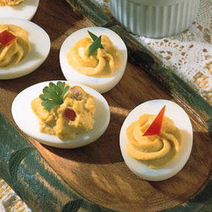 Tangy, spicy and creamy flavor profiles are all represented in this recipe for Fiery Deviled Eggs. (Submitted photo)