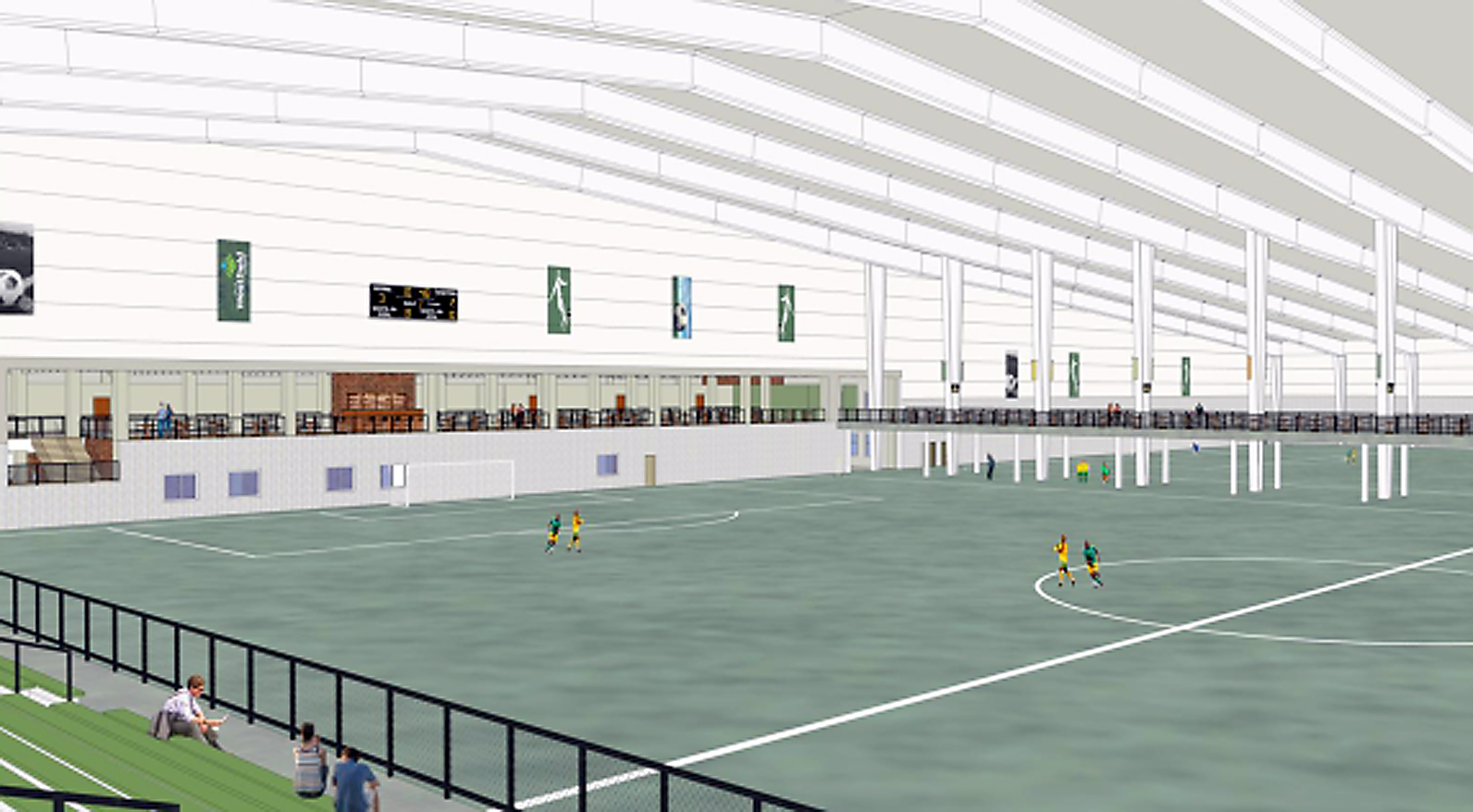 The City of Westfield has released the first inside renderings of the $25.7 million indoor sports facility at Grand Park. The proposed 372,000-square-foot facility will be built by Holladay Properties and leased to the city. (Submitted rendering)