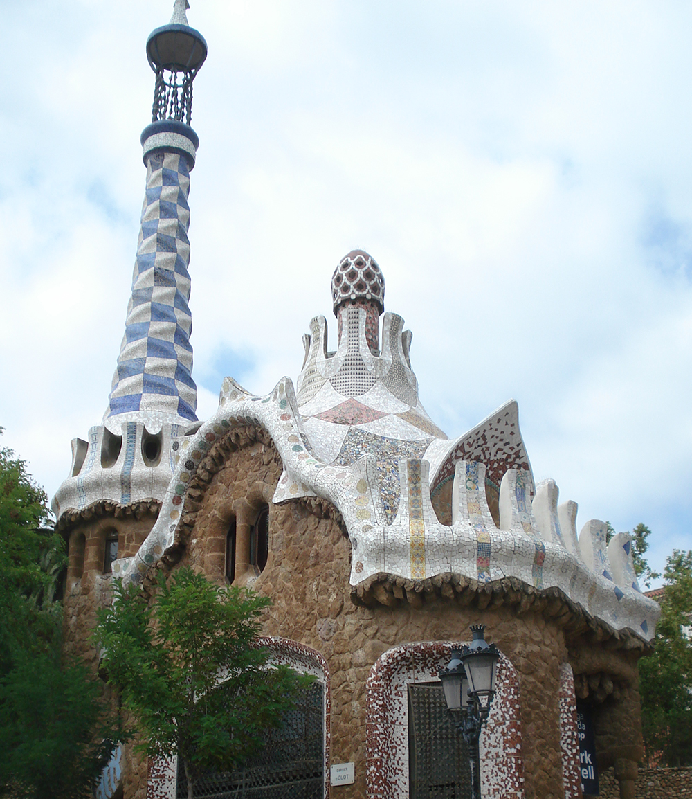 Barcelona’s Park Güell is the site of several Gaudi works, including this house, undulating benches and a Barcelona must-see, the mosaic salamander. (Photo by Lana Bandy)