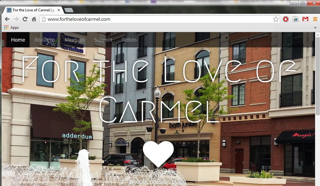 A screen shot of the new website displays the “For the love of Carmel” logo. (Photo by Adam Aasen)