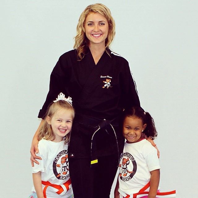 Olivia Roney Spahn, CEO and founder of Crouching Tigers, with two of her students. (submitted photo)