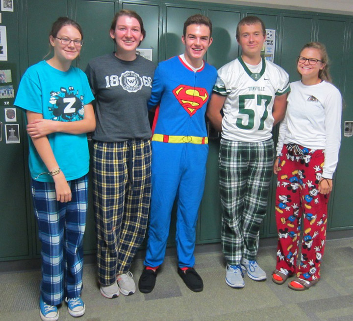 As a celebration for last Friday’s homecoming, ZCHS students and faculty participated in Spirit Week.  The categories for each day included PJ Day, Tacky Tourist Day, Class Color Day, Jersey Day and Black Out Friday.