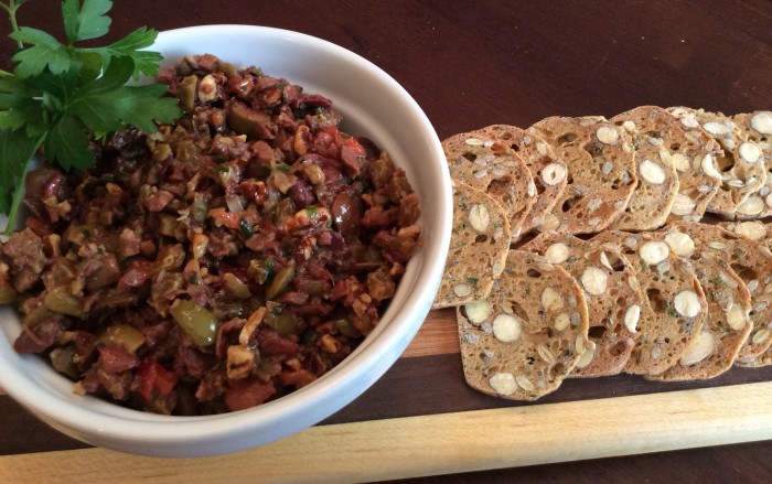Tapenade can be made with walnuts, peppers and raisins to make this a perfect pairing for holiday gatherings. (Photo by Ceci Martinez)