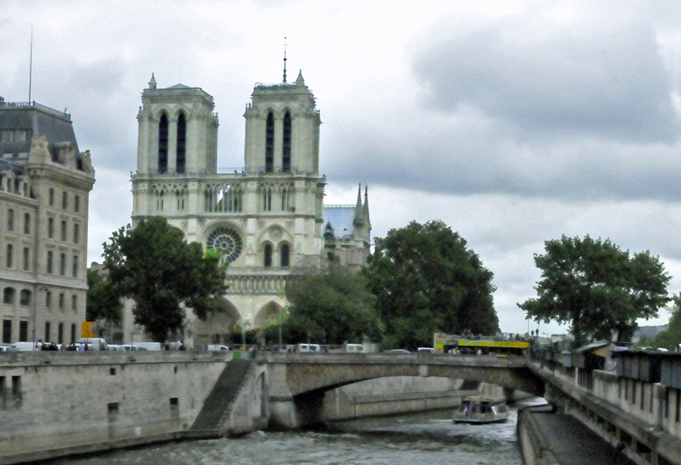 West End of Notre Dame from Seine River Bridge. (Photo by Don Knebel)