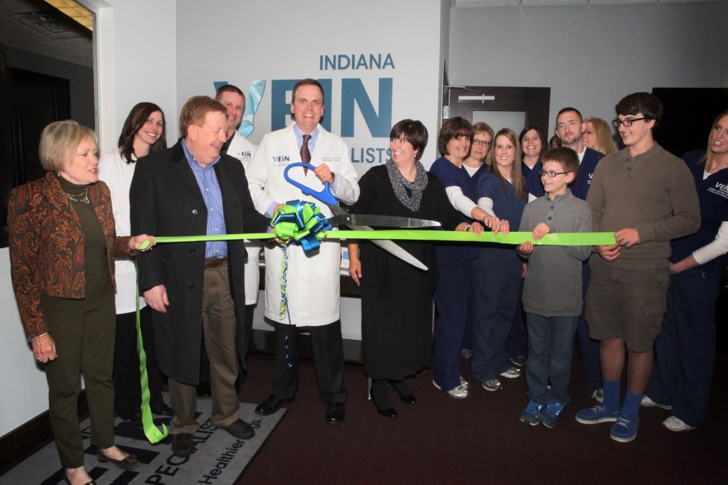 Last month, the second location of Indiana Vein Specialists at 10485 Commerce Dr. Suite 100, in Carmel, celebrated its opening with a ribbon cutting. From left to right: Mo Merhoff (Chamber), Shaina Boone, Mayor Jim Brainard, Daryl Eckstein, Dr. Jeff Schoonover, Kari Schoonover, Diana Clauson, Dona Rice, Jamie Miller, Natalie Gilman, Kristian Schoonover, Nathan Watson, Maggie Haley, Erik Schoonover, Rachelle Harkenrider. 