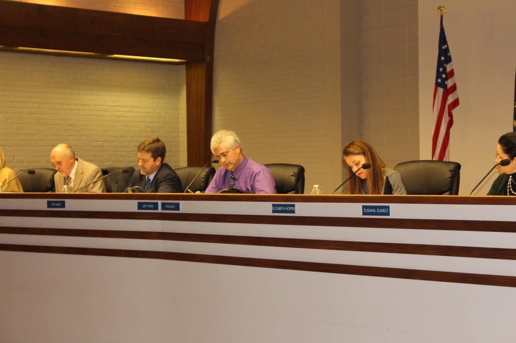 The council discusses the role of an interim mayor. (Photo by James Feichtner) 