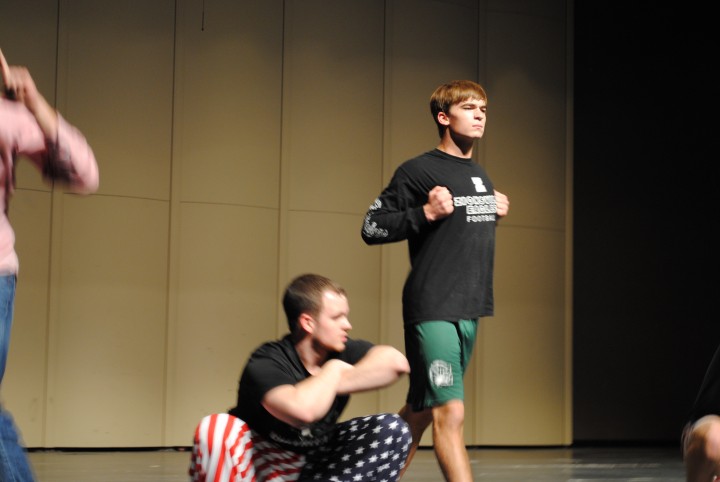 Kyle Sheehan rehearses for Mr. Zionsville. (Photo by Mark Ambrogi)