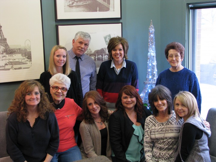 The Paris Salon team includes: Bottom row (left to right) Marilyn Woodard, Penny Pennella, Laura McKinney, Becky Gilbert, Wendy Query-Garcia, Barb Clouser. Top row Lauren Rennaker, Paul Robinson, Cheri Marrs and Gloria Litke. Not pictured: Cathy Parido and Heidi Stevens. (Submitted photo)