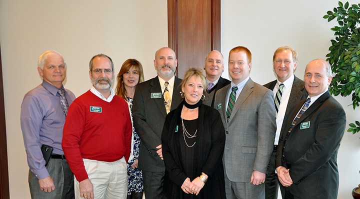 Westfield Chamber of Commerce Executive Director Julie Sole, center, is joined at the group’s January luncheon by 2015 board members (from left) Nick Verhoff, Kevin Buchheit, Terri Flood, Rob Garrett, Tom Warner, Tom Dooley, Eric Lohe and Dwight DePeau. Not pictured are board members Karen Keinsley, Andi Montgomery, Eric Douthit, Pat Fox, Bob Robey and Jeff Sinclair. (Photo by Mark Robinson)