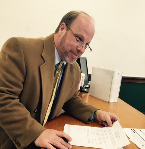 Andrew Auersch files to run for Zionsville Town Council District 4 on Feb. 5 at the Boone County clerk’s office. (Submitted Photo)