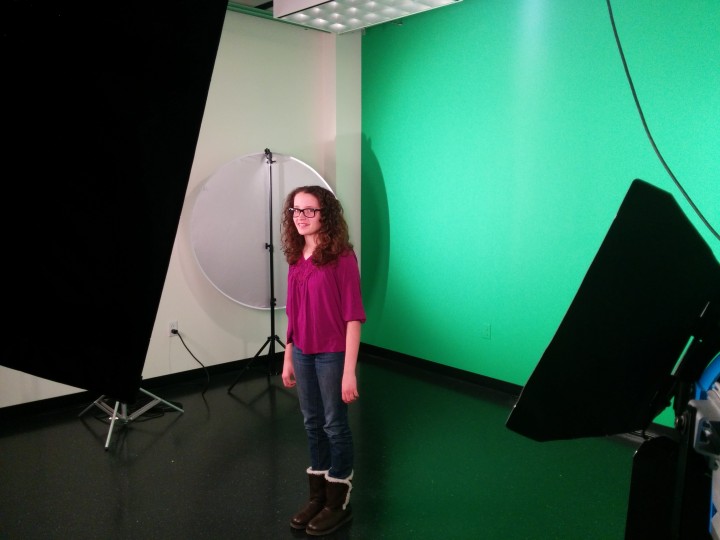 Zionsville West Middle School seventh-grader Alana Case-Brown films her message about internet safety. (Submitted Photo)