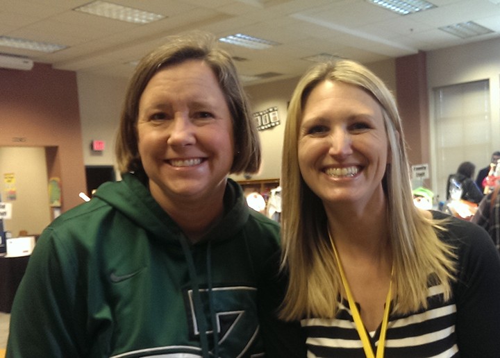Former Eagle Elementary PTO president Debbie Unger and current PTO president Natalie Kruger attend the 10th annual Eagle Extravaganza. (Photo By Heather Lusk)